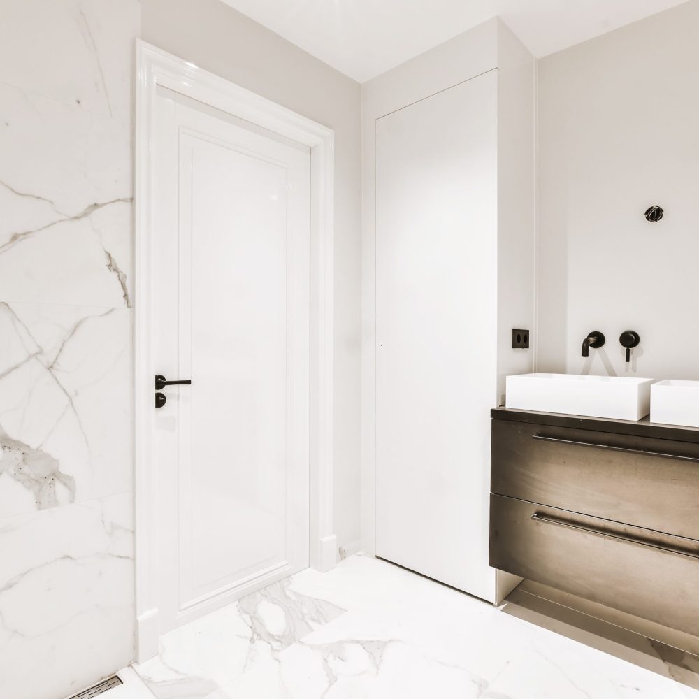 Stylish bathroom interior in elegant residential building